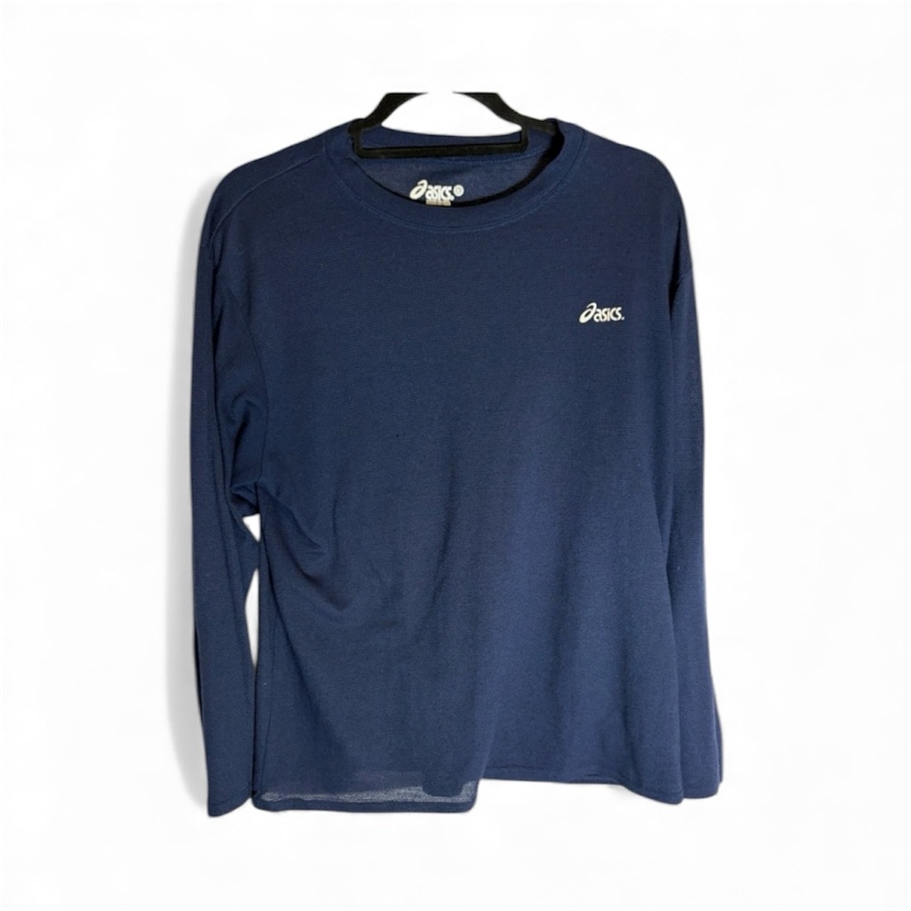 ASICS mens’s Dark blue thin Knit long sleeve shirt for runners